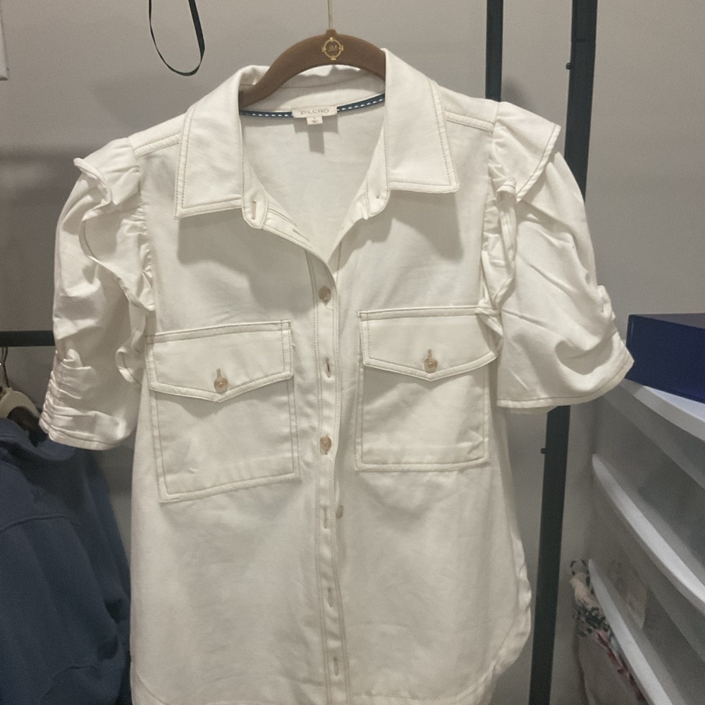 Pilcro Ivory Puff Sleeve Shirt 
Anthropologie